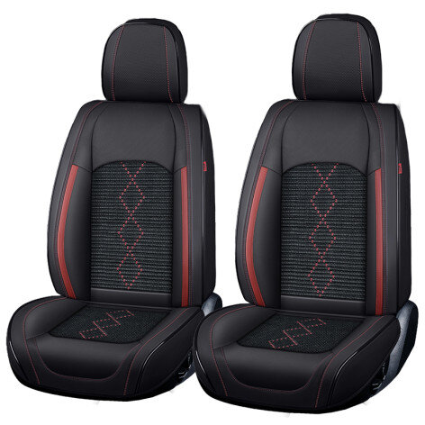 Huse Auto Deluxe Premium 5 Locuri Piele Ecologica Perforata si Textil   Negru / Rosu Inchis
