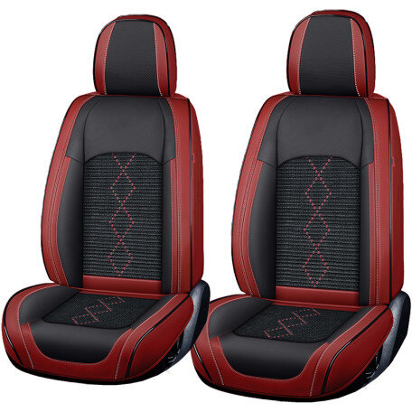 Huse Auto Deluxe Premium 5 Locuri Piele Ecologica Perforata si Textil   Rosu Inchis / Negru