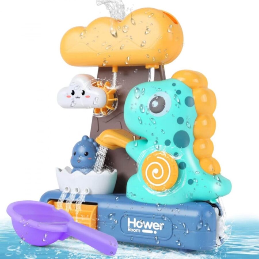 Jucarie de Baie Dinozaur Prindere cu Ventuze Cascada Apa pentru Copii si Bebe 23 x 20cm Multicolor