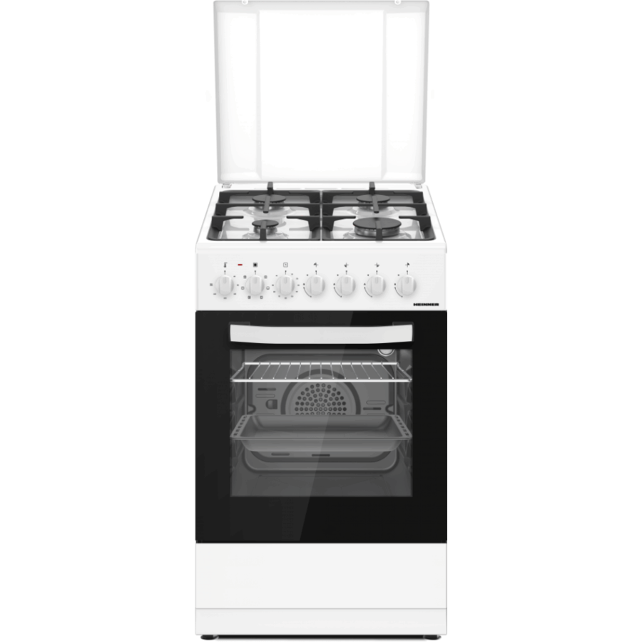 Aragaz Mixt HFSC-S65MIXF-WH 4 Arzatoare Gaz Cuptor Electric Alb