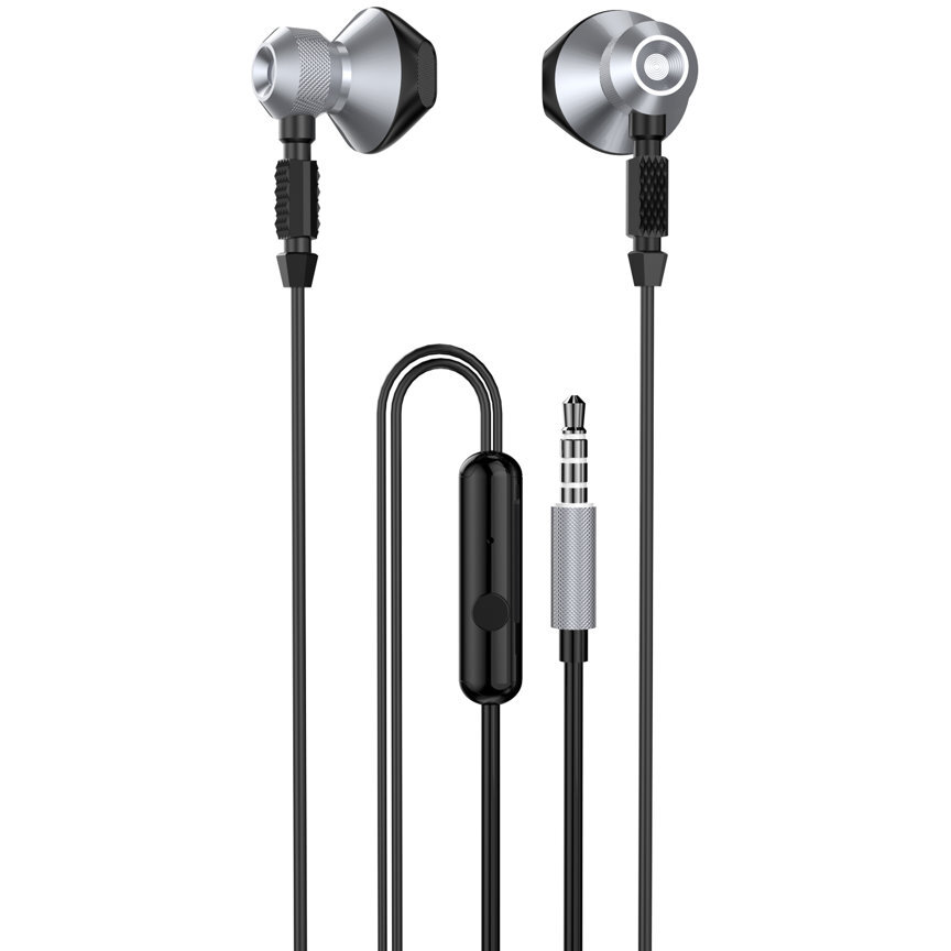 Casti audio Dudao X2C, In-ear, Control pe fir, Jack 3.5mm, Lungime cablu 1.2m, Gri - imagine 2