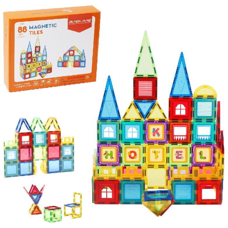Set de Constructie Magnetic 3D  88x Piese 3 - 10ani Multicolor