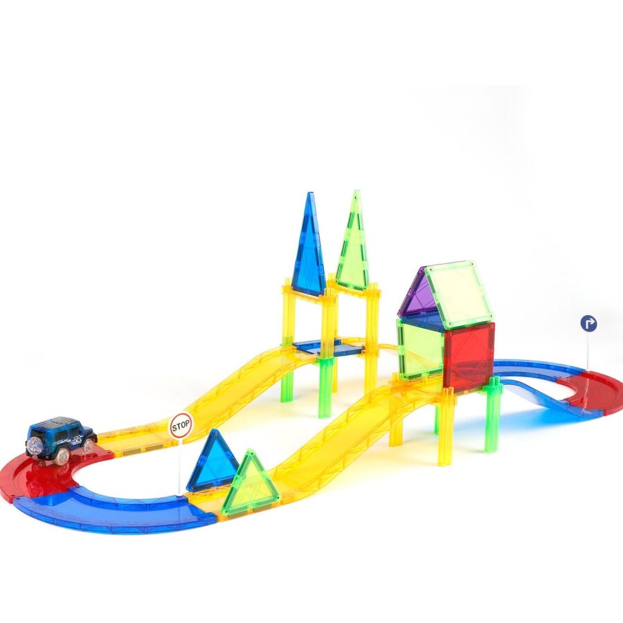 Set de Constructie Magnetic 3D  Circuit Masinute 45x Piese 3 - 10ani Multicolor