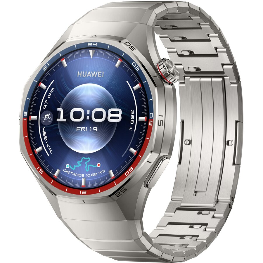 SmartWatch Huawei Watch GT 5 Pro, 46mm Tarnish Titanium, curea Black Fluoroelastomer - imagine 2