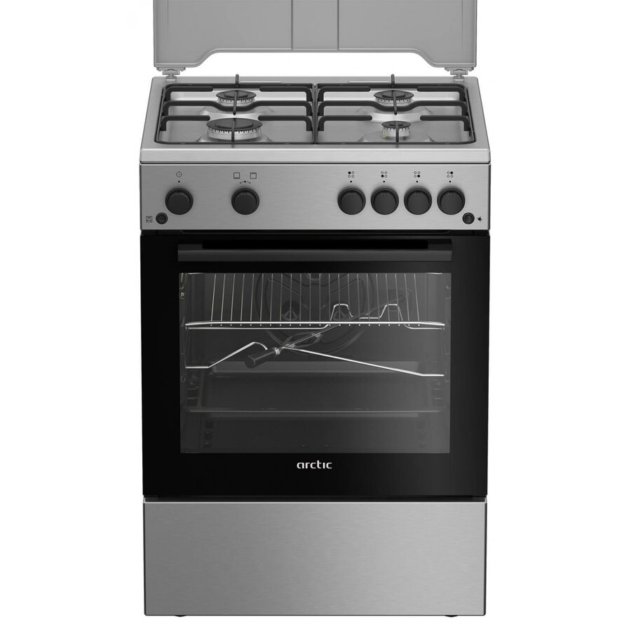 Aragaz ABGG6611DTTLX Gaz 4 Arzatoare Aprindere Electrica Siguranta Grill Rotisor Timer Iluminare Cuptor 60Cm Inox