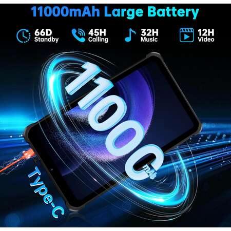 Tableta OUKITEL RT3 Plus 4G Display IPS 8Inch RAM 4GB Flash 128GB 11000mAh Android 15 Negru/Albastru