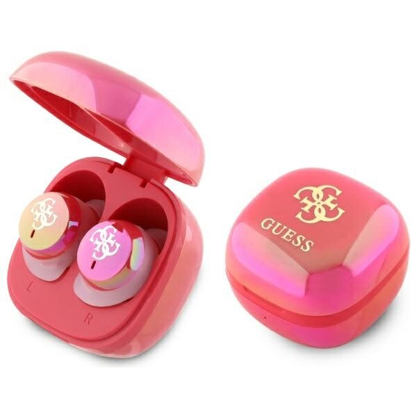 Casti wireless Guess 4G Printed Logo, Bluetooth 5.3, 250mAh, Autonomie 6h, USB-C, Fucsia - imagine 2