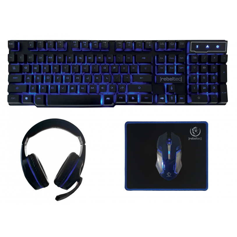 Kit Gaming 4in1 Sherman Tastatura + Mouse + Casti + Mousepad Negru