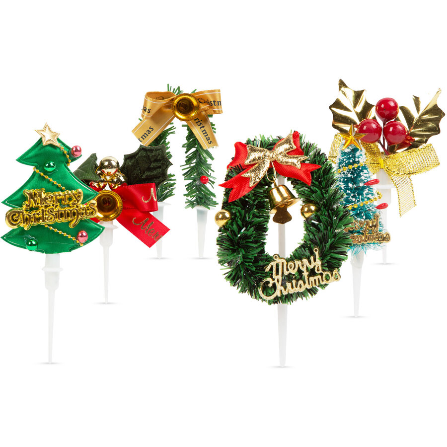 Decor de Tort Motive de Craciun 10Cm 2 Tipuri 3 Piese
