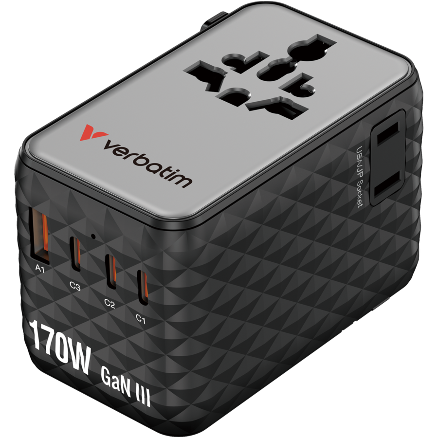 Incarcator Retea Charge 'n' Travel 30190 170W Tehnologie GaN 3x USB-C 1x USB-A QC 3.0 Negru