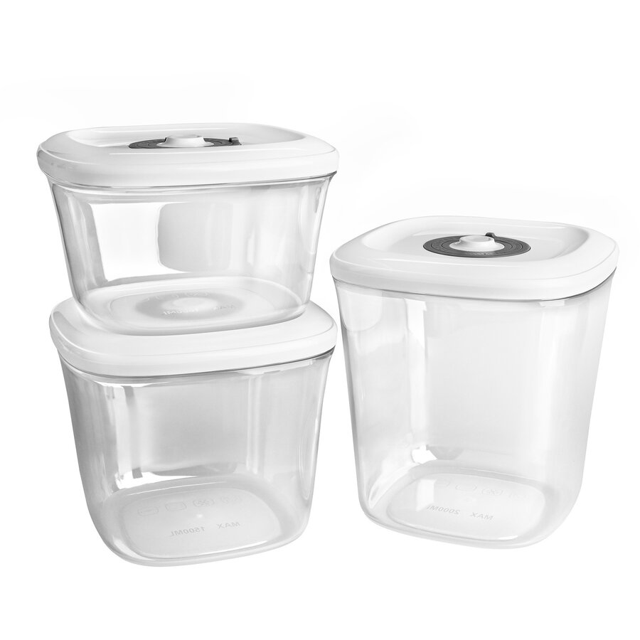 Set 3 Recipiente pentru Vidare Z1462 Plastic Alb