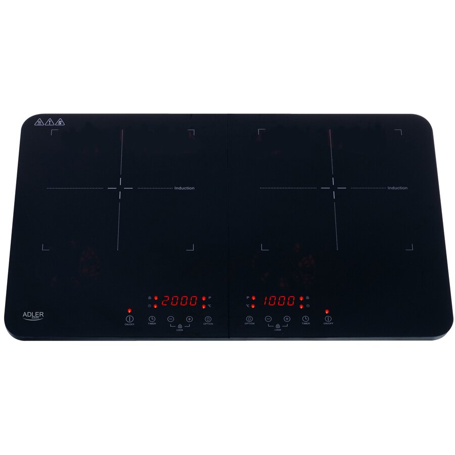 Plita cu Inductie AD 6516 2 Zone de Gatit Display LCD 10 Trepte de Putere Timer 3500W Negru