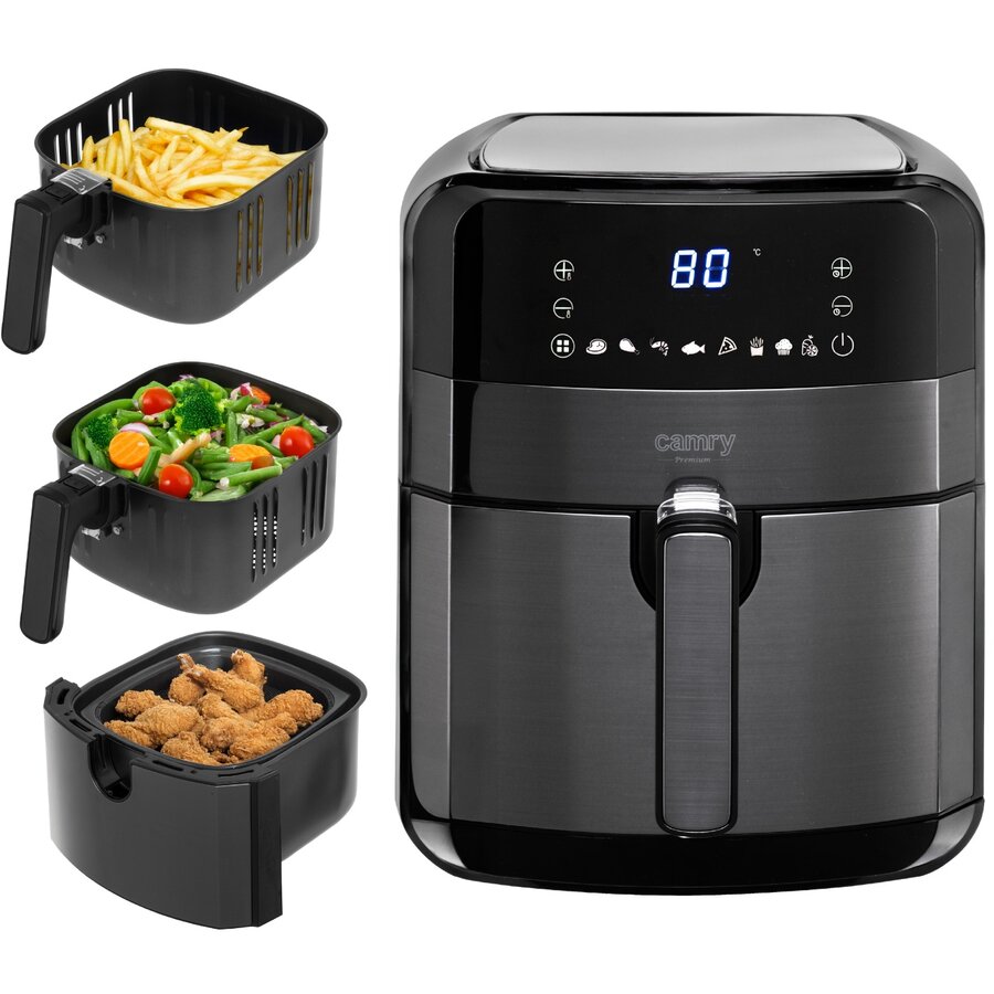 Friteuza cu Aer Cald CR 6311b Capacitate 5L 9 Programe Presetate Timer 1700W Negru