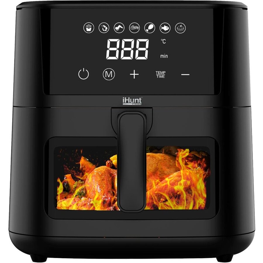 Friteuza cu Aer Cald Bro Ultra Putere 1200W Capacitate 4.2L 7 Meniuri Automate Control Touch Timer 60 Min Termostat Reglabil 80–200°C Negru