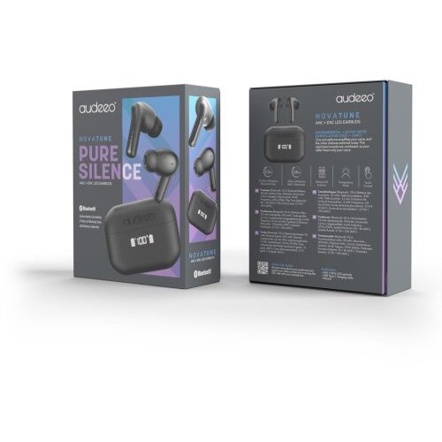 Casti Telefon Novatune TWS Autonomie 20h Control Tactil ANC Negru