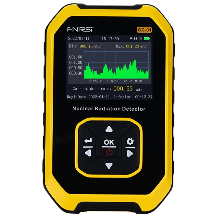 Detector de Radiații Nucleare FNIRSI GC-01 Încărcare USB-C Galben/Negru