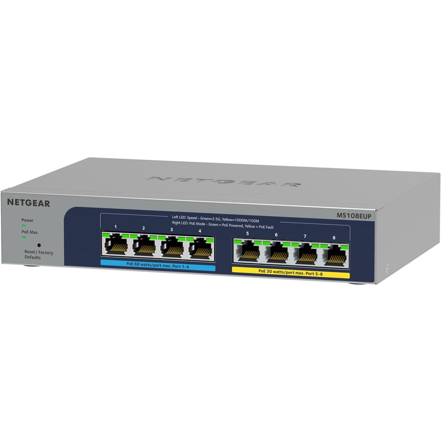 Switch 8-port Ultra60 PoE++ Multi-Gigabit Ethernet Plus Switch Managed PoE Gri
