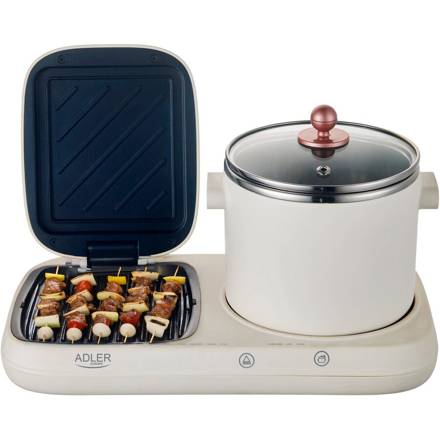 Statie Mic Dejun 2in1 AD 6421 Gratar si Oala 1L 1100W Bej