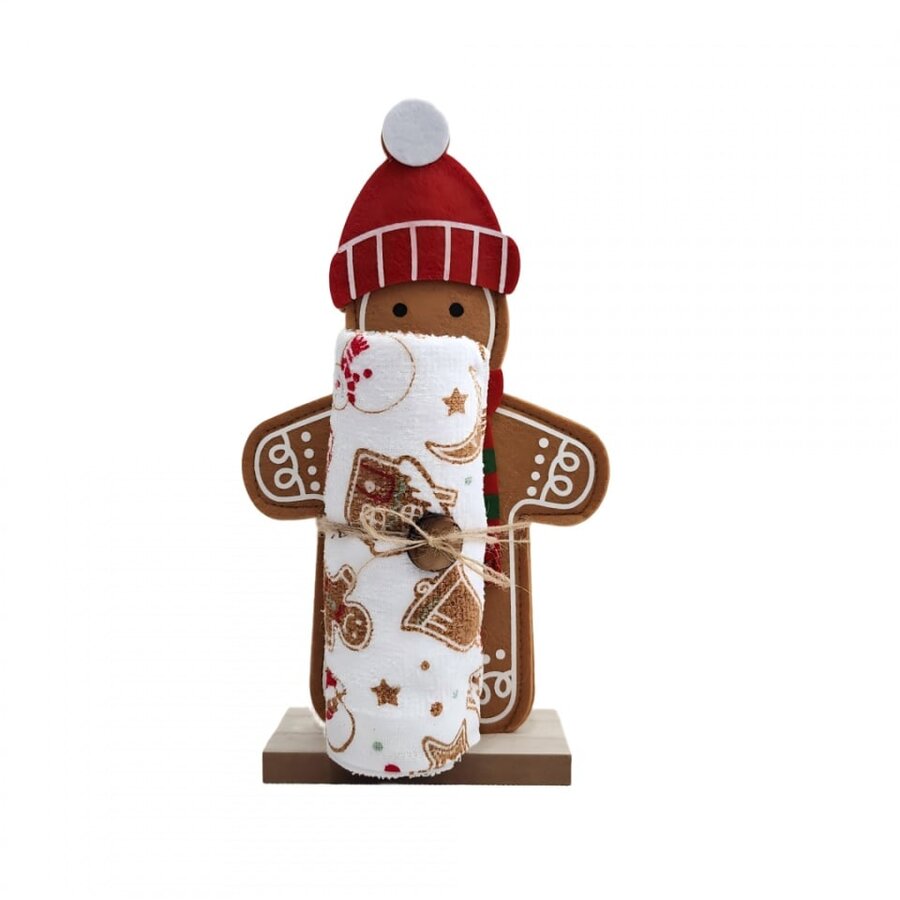 Set Prosop de Bucatarie cu Decoratiune de Craciun din Fetru cu Suport MDF Diverse Modele