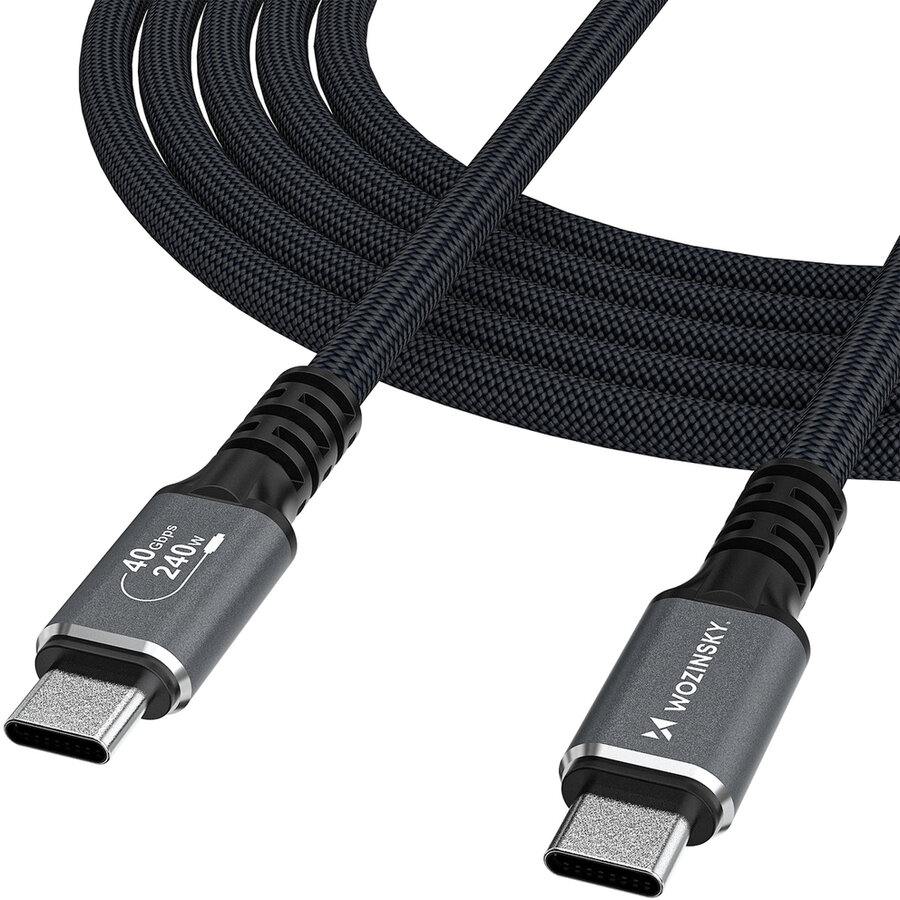 Cablu de date WPS-UY415S Thunderbolt 4, 2x USB-C, 240W, 5A, 40Gb/s, 1.5m, Negru