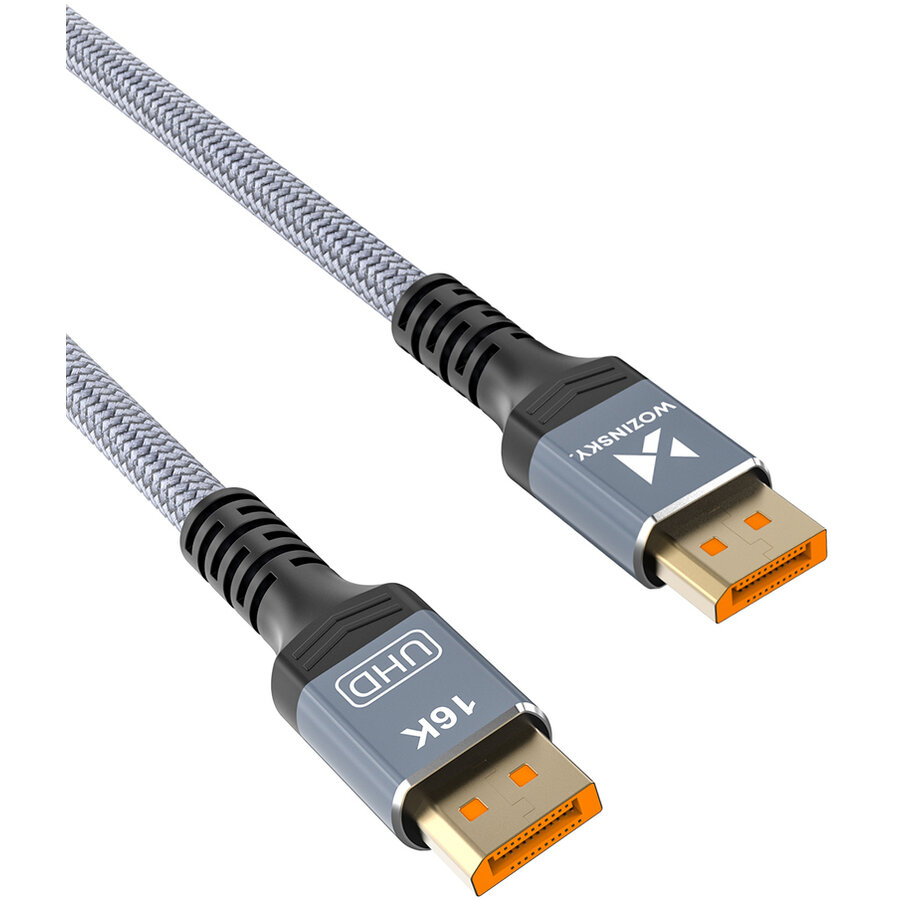 Cablu video Wozinsky WPS-16AYL1S DisplayPort tata - DisplayPort tata, 16K / 60Hz, 8K / 120Hz, HDR / HDCP / DSC, 3D, 80Gbps, 2m, Negru - imagine 2