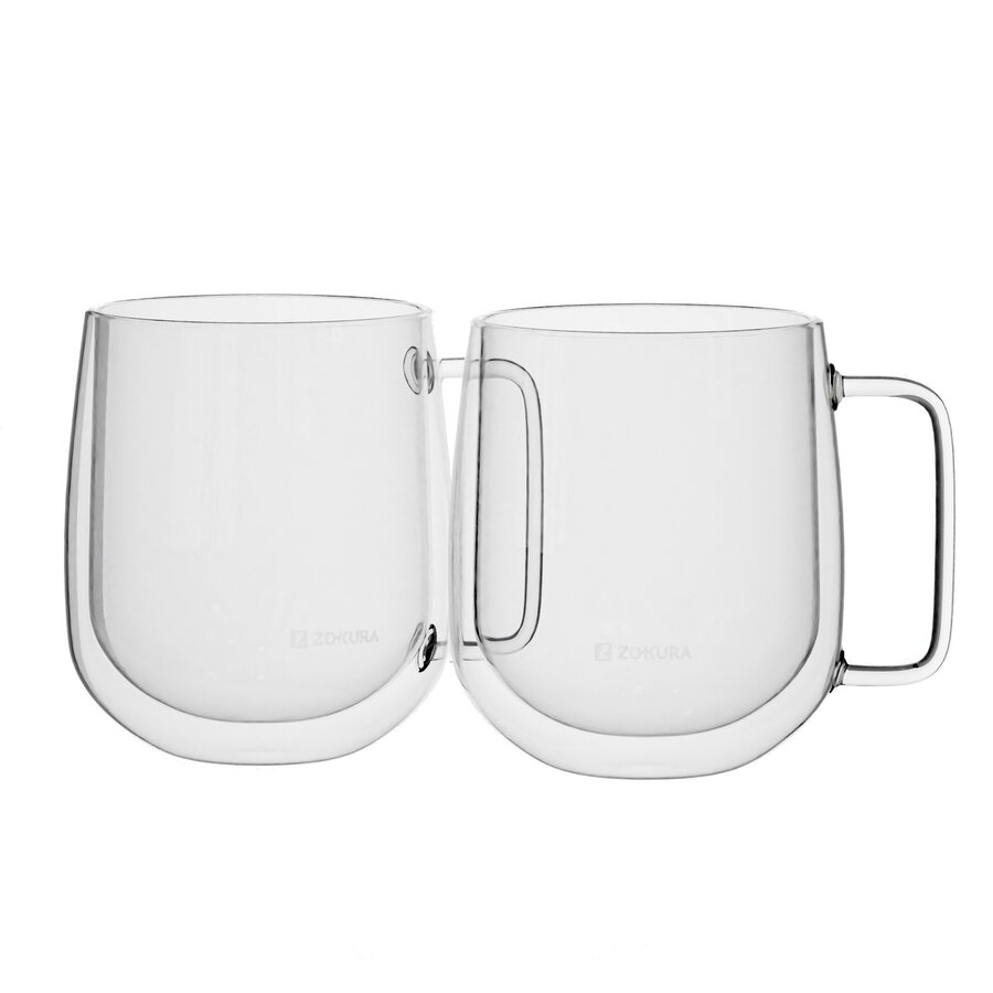 Set 2 Cani Z1383 Sticla cu Perete Dublu 450ML Transparent