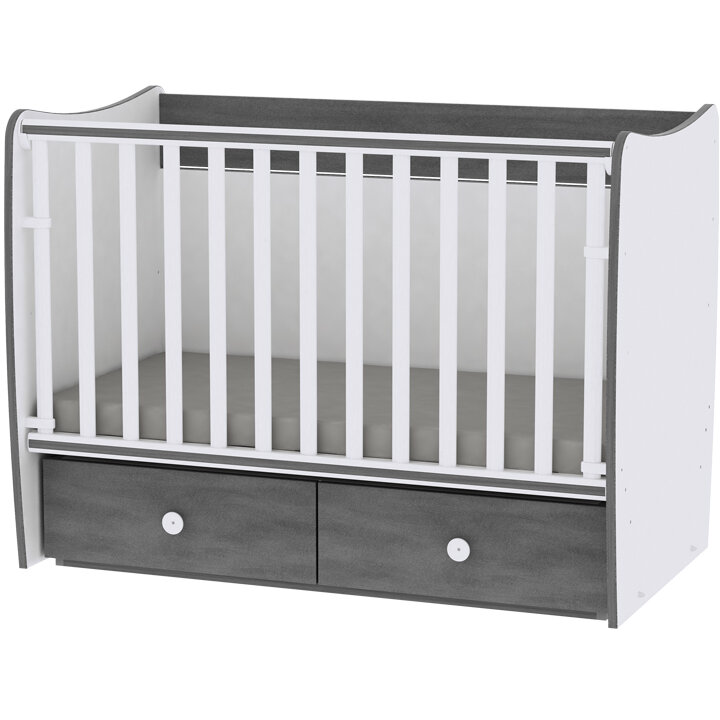 Pat Copii Mobilier Matrix New Alb-Gri Vintage