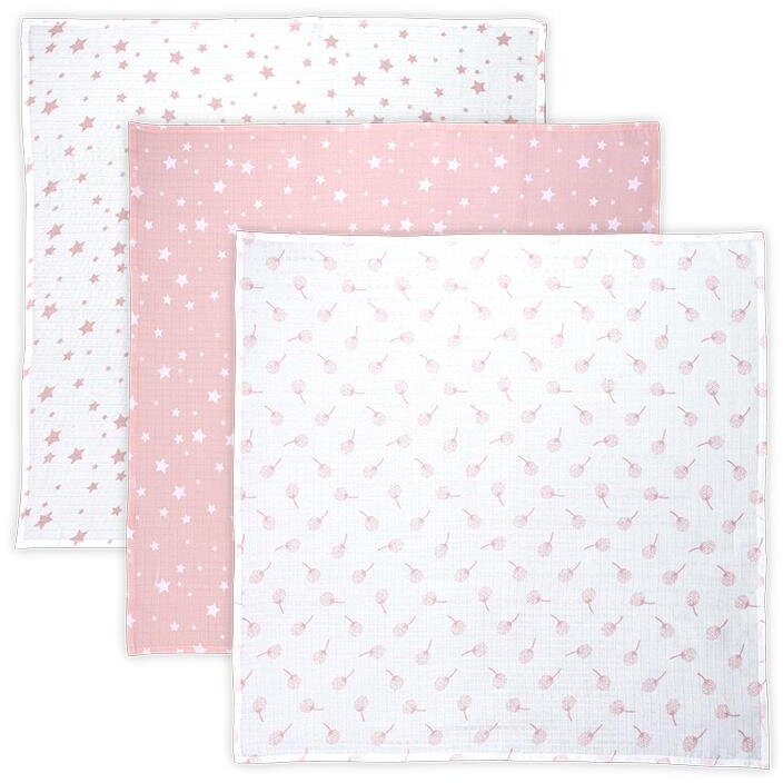 Set 3 Scutece din Muselin 80x80 Cm Trio Mellow Rose Mix