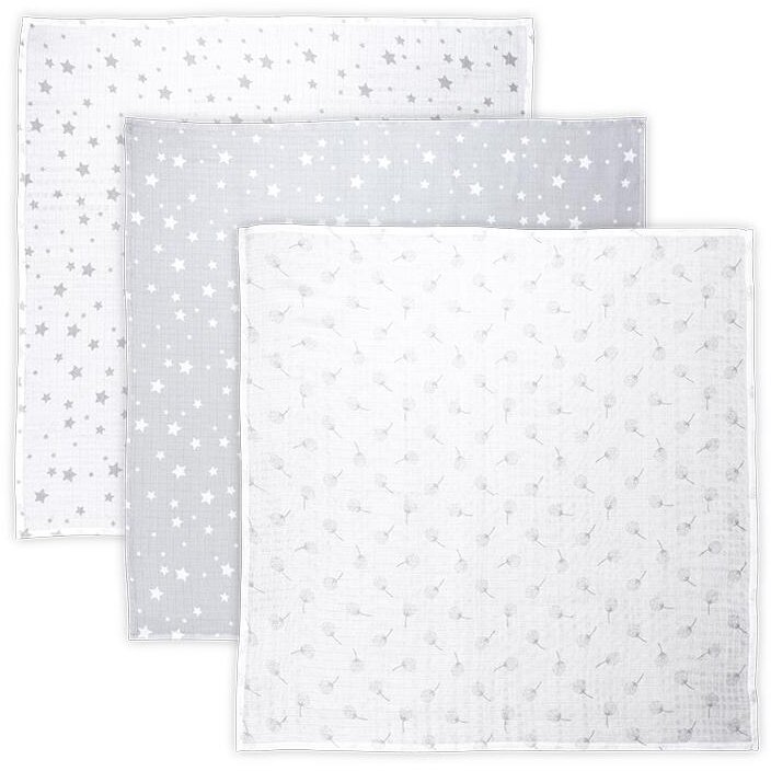 Set 3 Scutece din Muselin 80x80cm Trio New Grey Mix