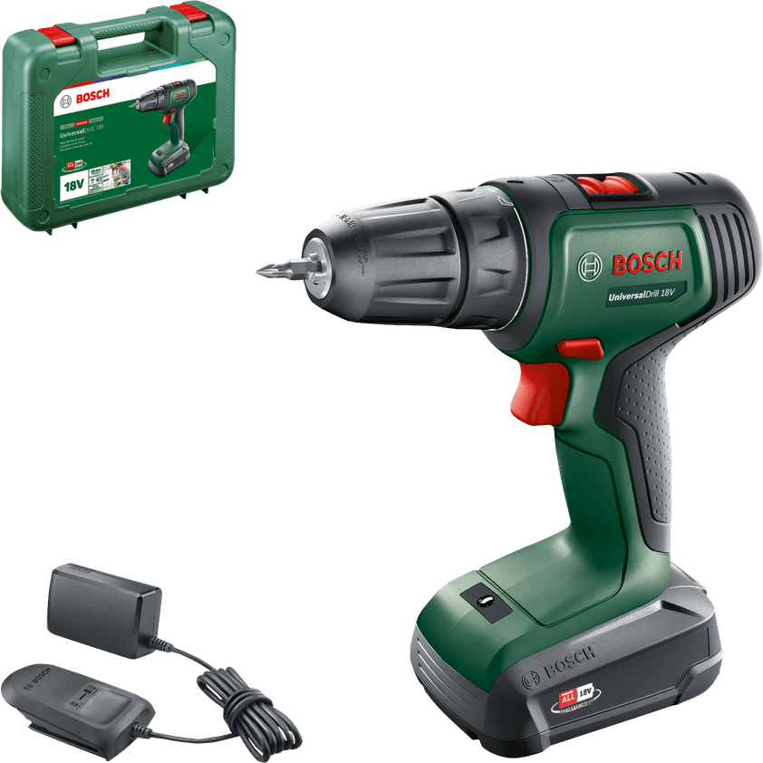 Masina de Gaurit si Insurubat UniversalDrill 18V 06039D4001 cu Acumulator 1.5Ah 18V si Incarcator in Valiza Transport Verde