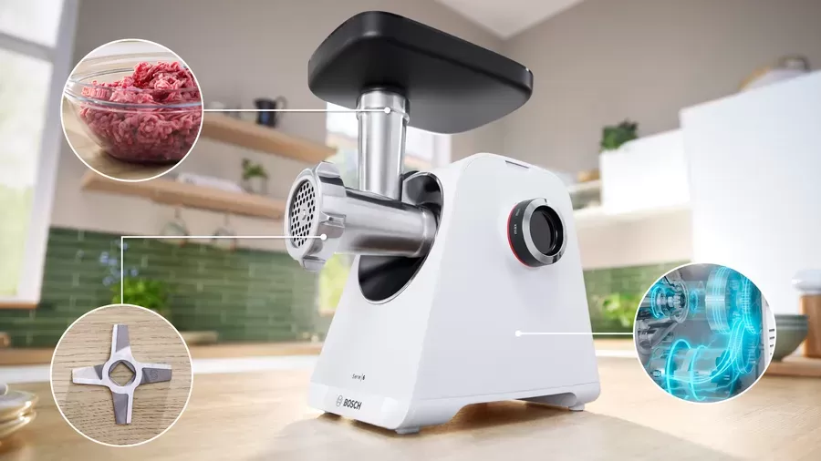 Mașina de Tocat Electrica Bosch Seria 6 MultiPower MFWS607W 2100W Alb — imaginea 2
