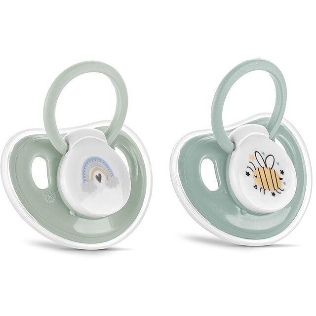 Set 2 Suzete cu Capac Silicon Moale 0 Luni+ Iceberg Green