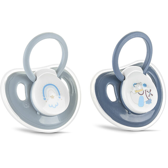 Set 2 suzete cu capac Lorelli, silicon moale, 0 luni+, Albastru - imagine 2