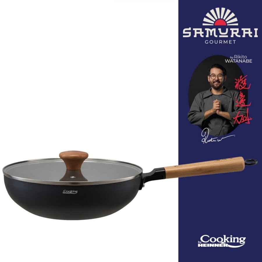 Tigae Wok + Capac 26X7.5CM RIKITO WATANABE Negru
