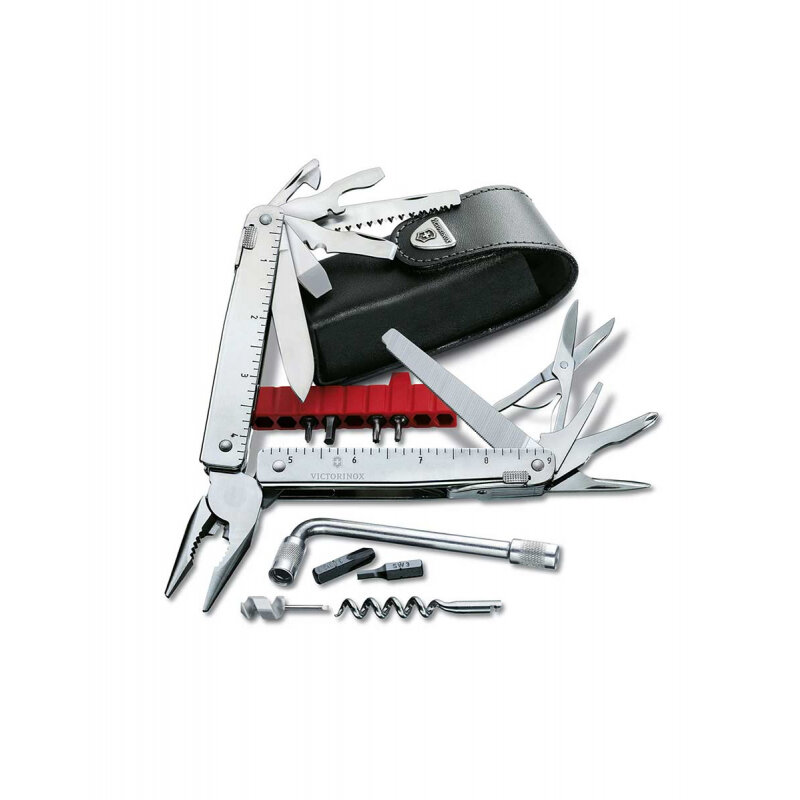 Unealta Multifunctionala SwissTool X Plus 37 Functii Husa de Piele Argintiu