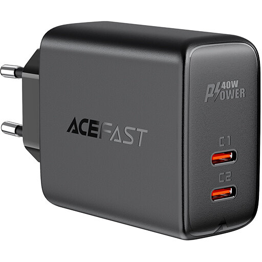 Incarcator retea Acefast A9, 40W, 2.4A, 2xUSB-C, Negru - imagine 2