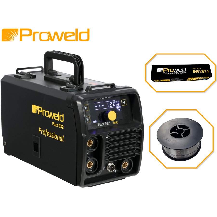 Pachet  Flux 932 Invertor sudare Flux MMA + E71T-GS sarma sudura flux 0.8mm rola 1kg/D100 + E6013 electrozi rutilici 2.5mm 1kg