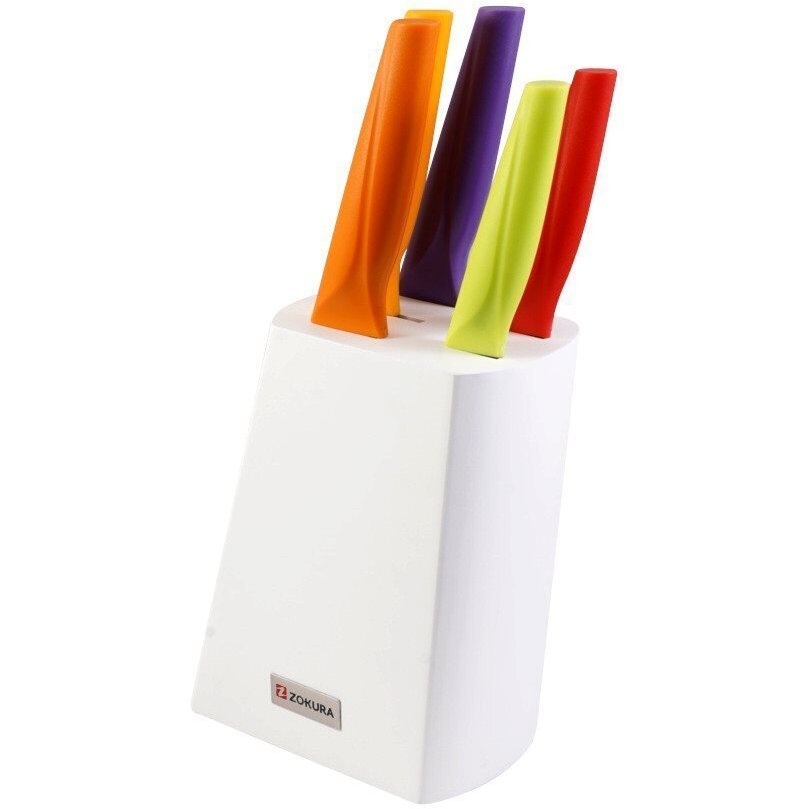 Set 5 Cutite de Bucatarie Z1045 Otel Inoxidabil cu Suport Multicolor