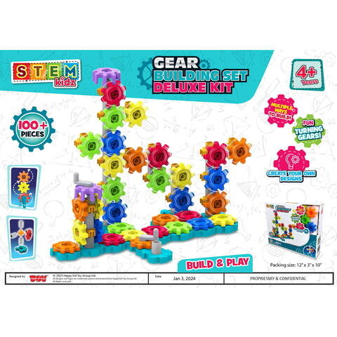Set de Constructie cu Rotite Deluxe 100 Piese +4ani Multicolor