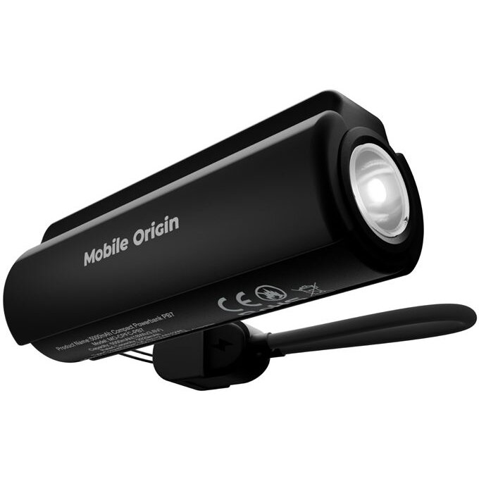 Baterie externa 5000 mAh Mobile Origin PB7, 12W, 2.4A, USB-C, Lanterna LED incorporata, Negru - imagine 2