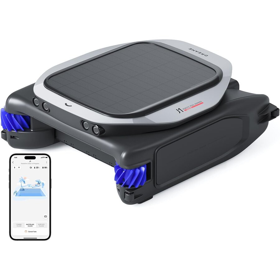 Robot de Curatat Piscina J1 (PNUJ4110) Capacitate 5L Alimentare Panou Solar IPX8 Negru