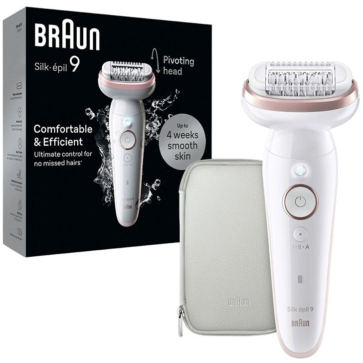 Epilator Silk-Epil 9 SES9000 Wet&Dry Autonomie 50 Minute Alb/Roz