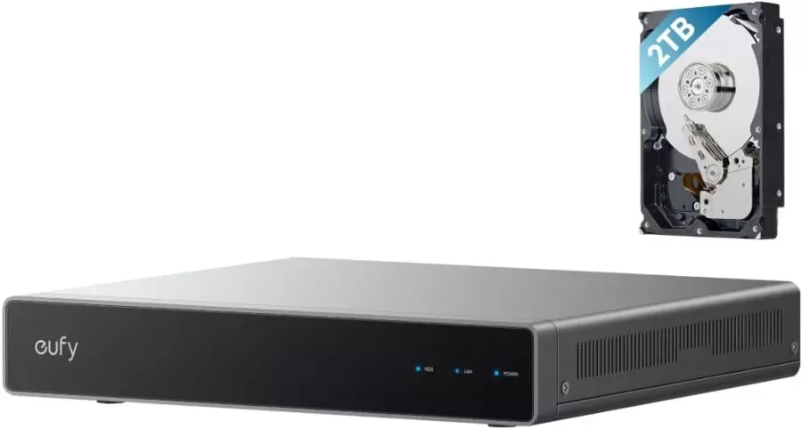 Network Video Recorder S4 cu 8 Canale Stocare 2 TB HDD Funcționează doar cu Camere și Dispozitive eufy Gri