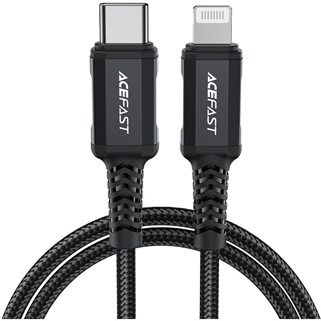 Cablu de date Acefast C4-01, USB-C la Lightning, 30W, 3A, 480Mbps, 1.8m, Negru