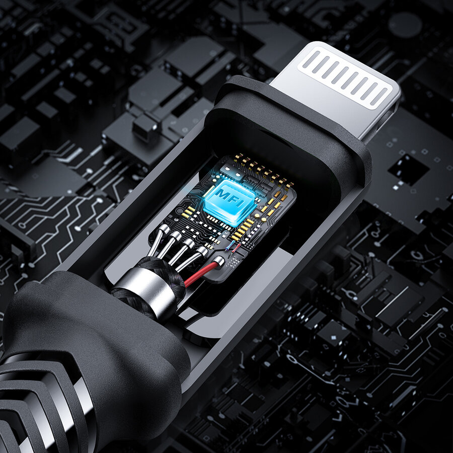 Cablu de date Acefast C4-01, USB-C la Lightning, 30W, 3A, 480Mbps, 1.8m, Negru — imaginea 4