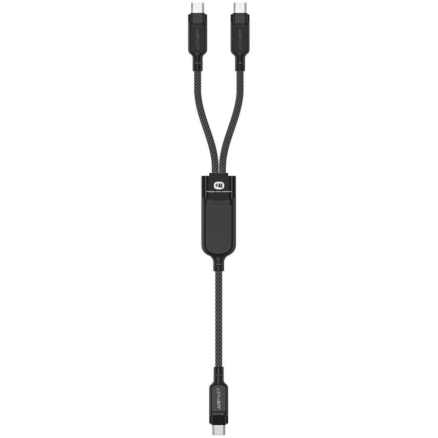Cablu de date C5, USB-C la 2xUSB-C, 100W, 5A, 480Mbps, 1.2m, Negru