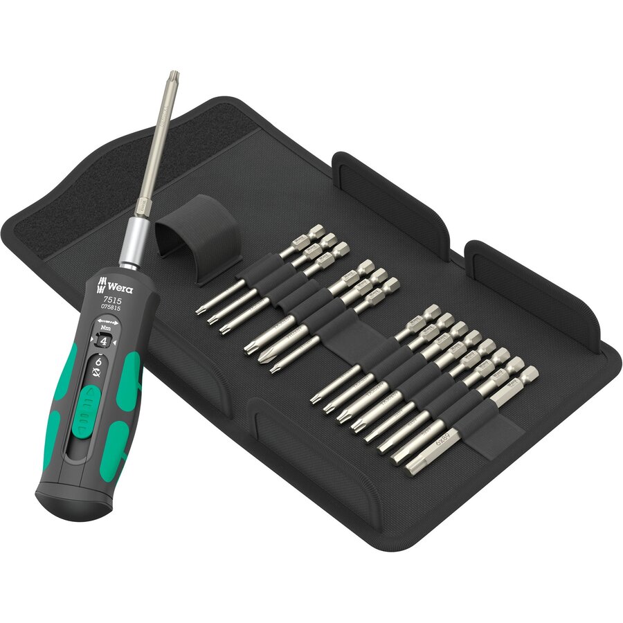 torque screwdriver 7515/16 Kraftform Safe-Torque Speed Universal 1 (black/green, 16 pieces, in robust folding bag)