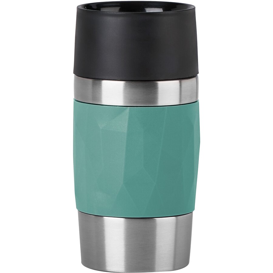 TRAVEL MUG Compact thermal mug (petrol/stainless steel, 0.3 liters, screw cap)
