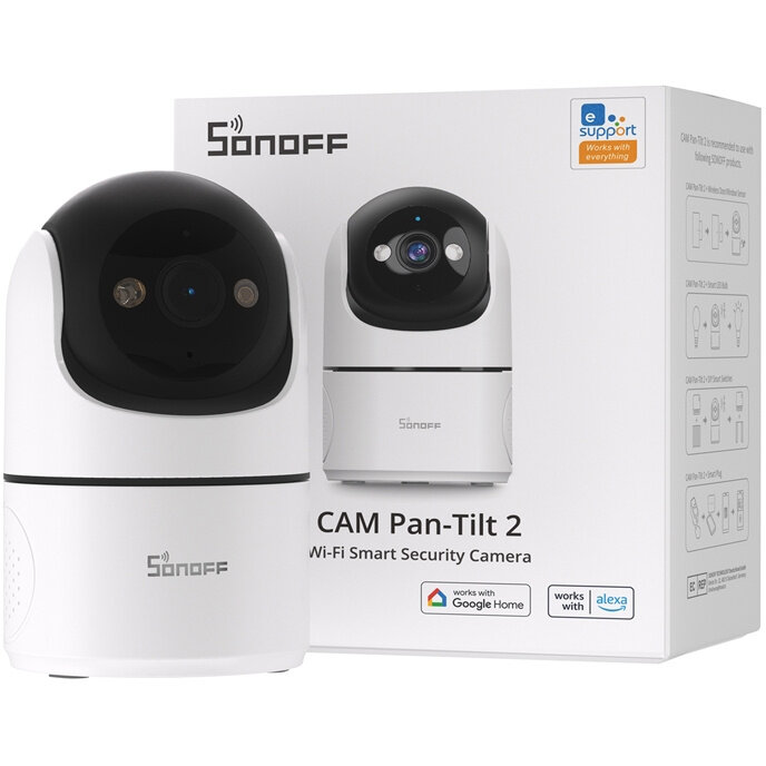 Camera supraveghere Sonoff CAM-PT2, Interior, 1080p, 2MP, Urmărire Smart, Aplicație dedicată, WiFi, USB-C, Alb — imaginea 2