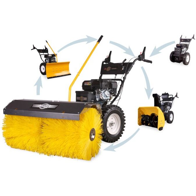 Combi 800TG Basis TEXAS Utilaj Multifuncțional pentru Tuns Gazon Freză Zăpadă Mătură Rotativa 5CP 4+1 Benzină la sfoara Negru/Galben